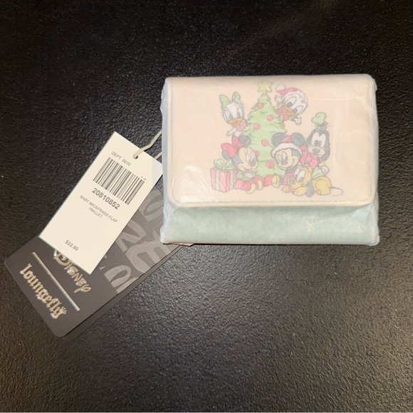 Disney Handbags - Loungefly Snap Wallet BABY MICKEY & FRIENDS Christmas Tree Green Minnie NWT